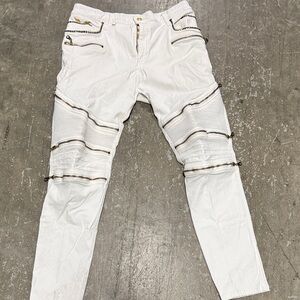 Robin's Jean White Cargo Pants with Gold Accents